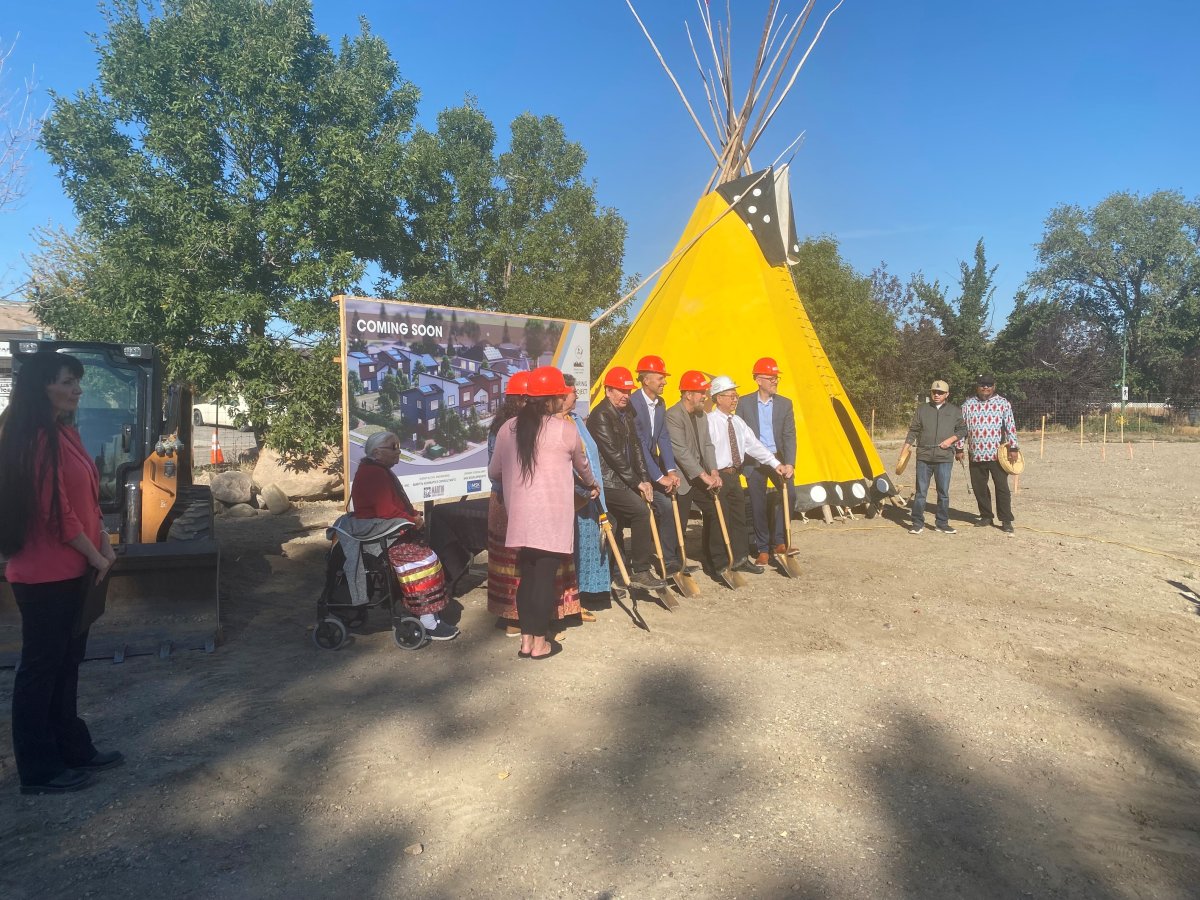 A ground-breaking ceremony being held on the Soaring Hearts Project in Lethbridge on Oct. 4, 2022.