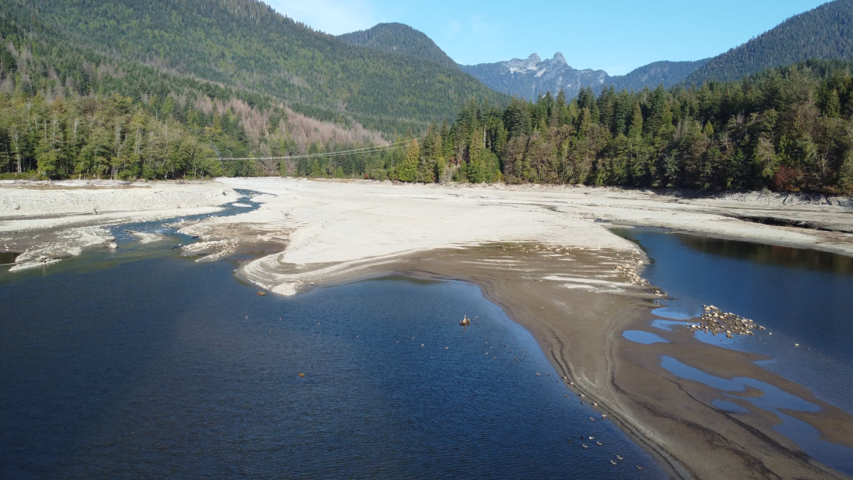 Low water levels seen at the Capilano Reservoir in North Vancouver. 