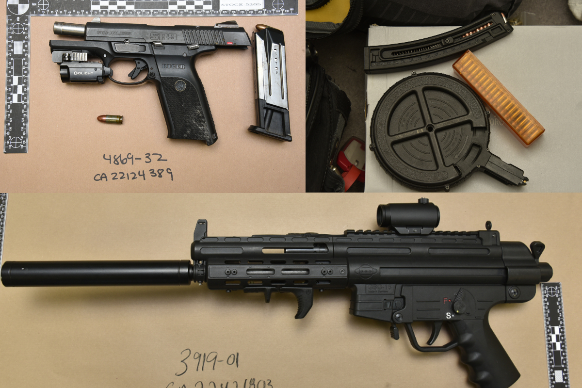 Undated photos of guns and high-capacity magazines Calgary police seized during an Oct. 13 house search in connection to a drug trafficking investigation.
