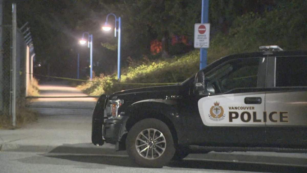 VPD officers were seen at Crab Park, early Saturday morning.