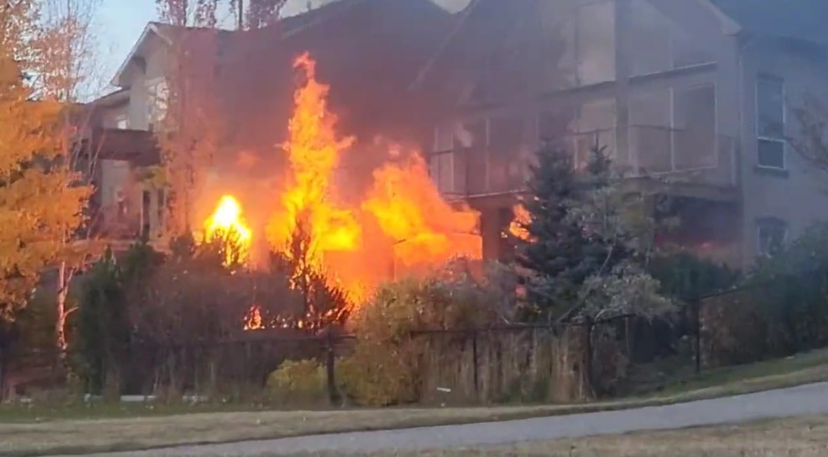 Calgary firefighters were called to the 0 to 100 block of Discovery Ridge Park for reports of a fiery explosion just before 9 a.m. on Oct. 20, 2022.