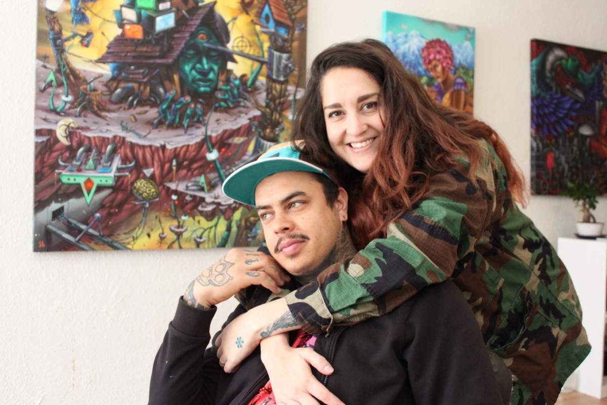 Husband and wife team Clandestinos Creating are creating a mural in downtown Barrie.