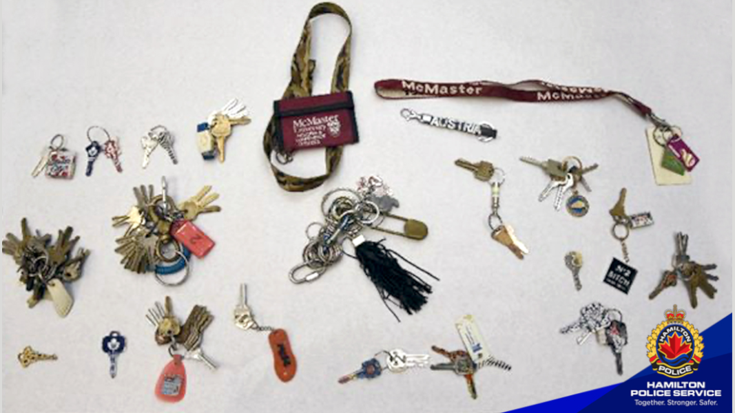 Hamilton Police are looking to reunite stolen keys from a Westdale break and enter investigation that started in October 2022.