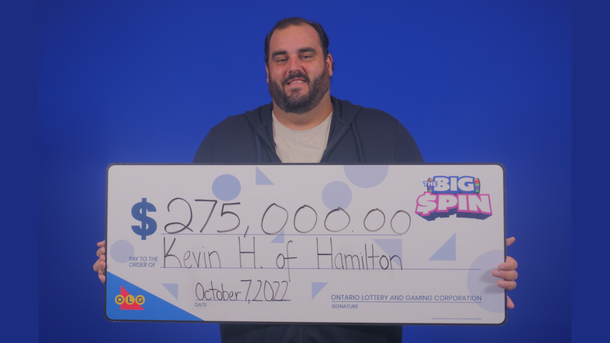 Kevin Harte of Hamilton won $275,000 with the OLG's Big Spin.