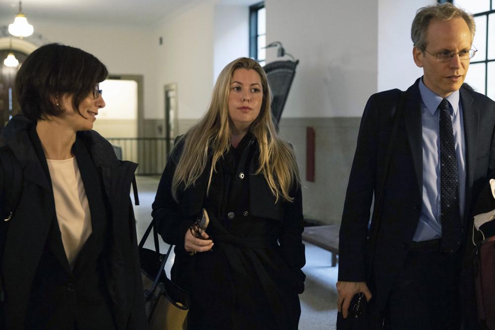 Haleigh Breest is seen at New York Supreme Court, Monday, Oct 17, 2022, in New York. Opening statements are expected Wednesday, Oct. 19, in a civil case brought by Breest, who accused Oscar-winning filmmaker Paul Haggis of raping her almost a decade earlier.