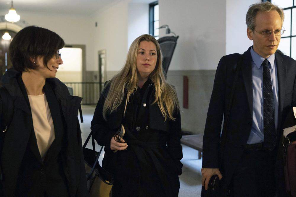 Haleigh Breest is seen at New York Supreme Court, Monday, Oct 17, 2022, in New York. Opening statements are expected Wednesday, Oct. 19, in a civil case brought by Breest, who accused Oscar-winning filmmaker Paul Haggis of raping her almost a decade earlier.