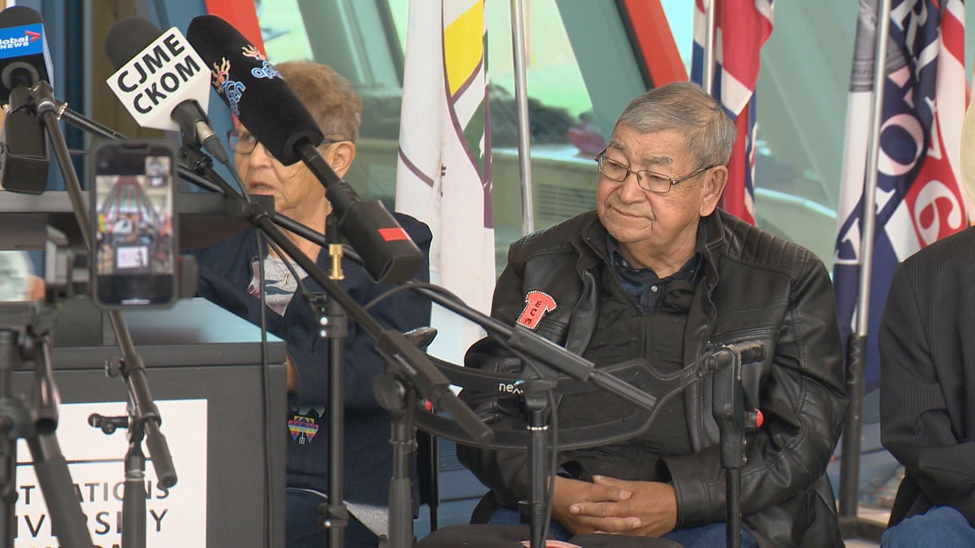 Thomas Favel at the press conference at FNU alleging racial discrimination at Regina General Hospital.