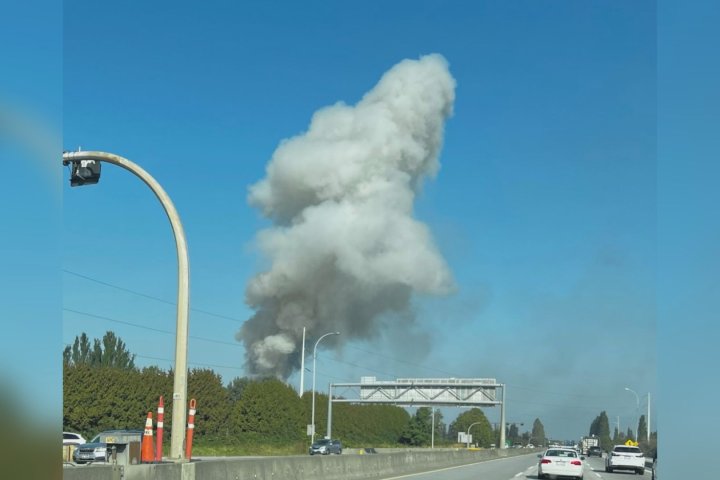 Fire burning in Richmond, B.C. creating large amounts of smoke