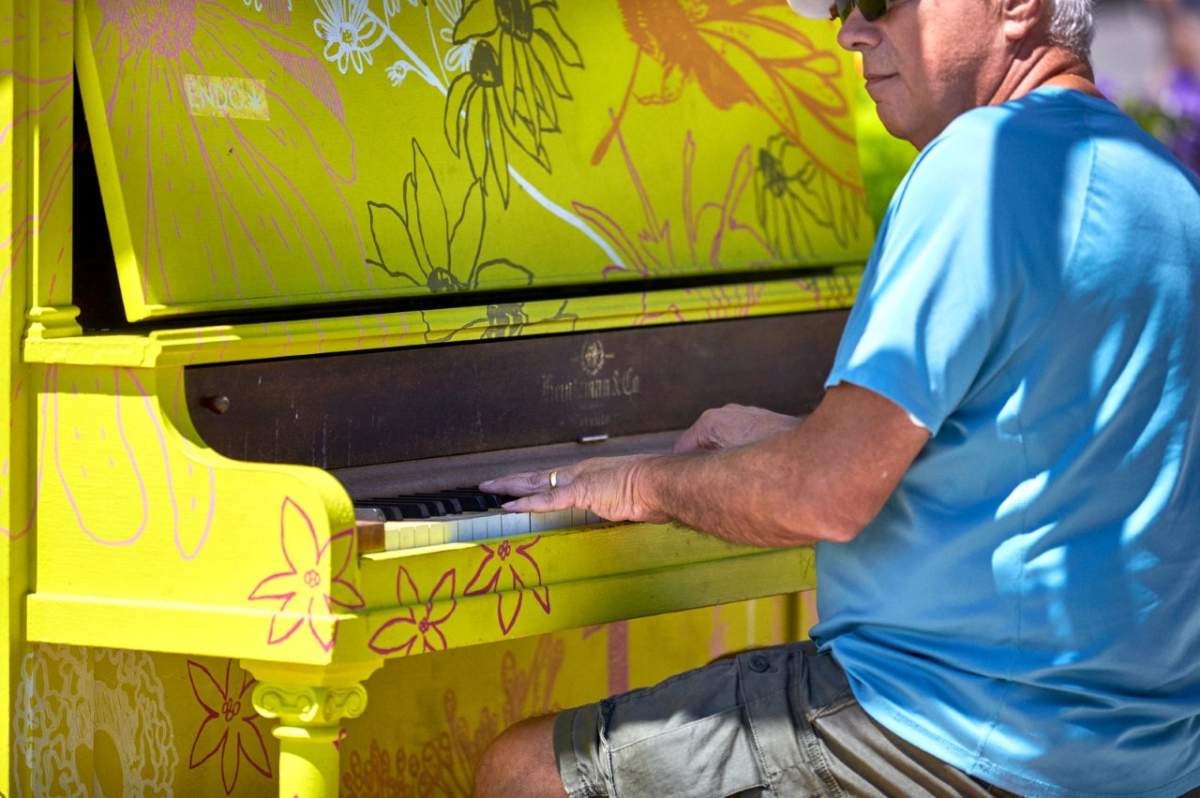 Community piano in downtown Barrie Ontario.