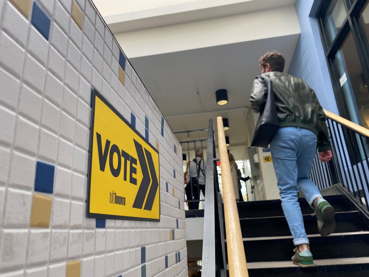 A vote sign is seen in Toronto on Oct. 7, 2022.