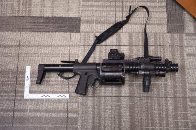 An anti-riot weapon enflied (ARWEN0 deployed by an OPP officer on July 5, 2022 in Omemee.