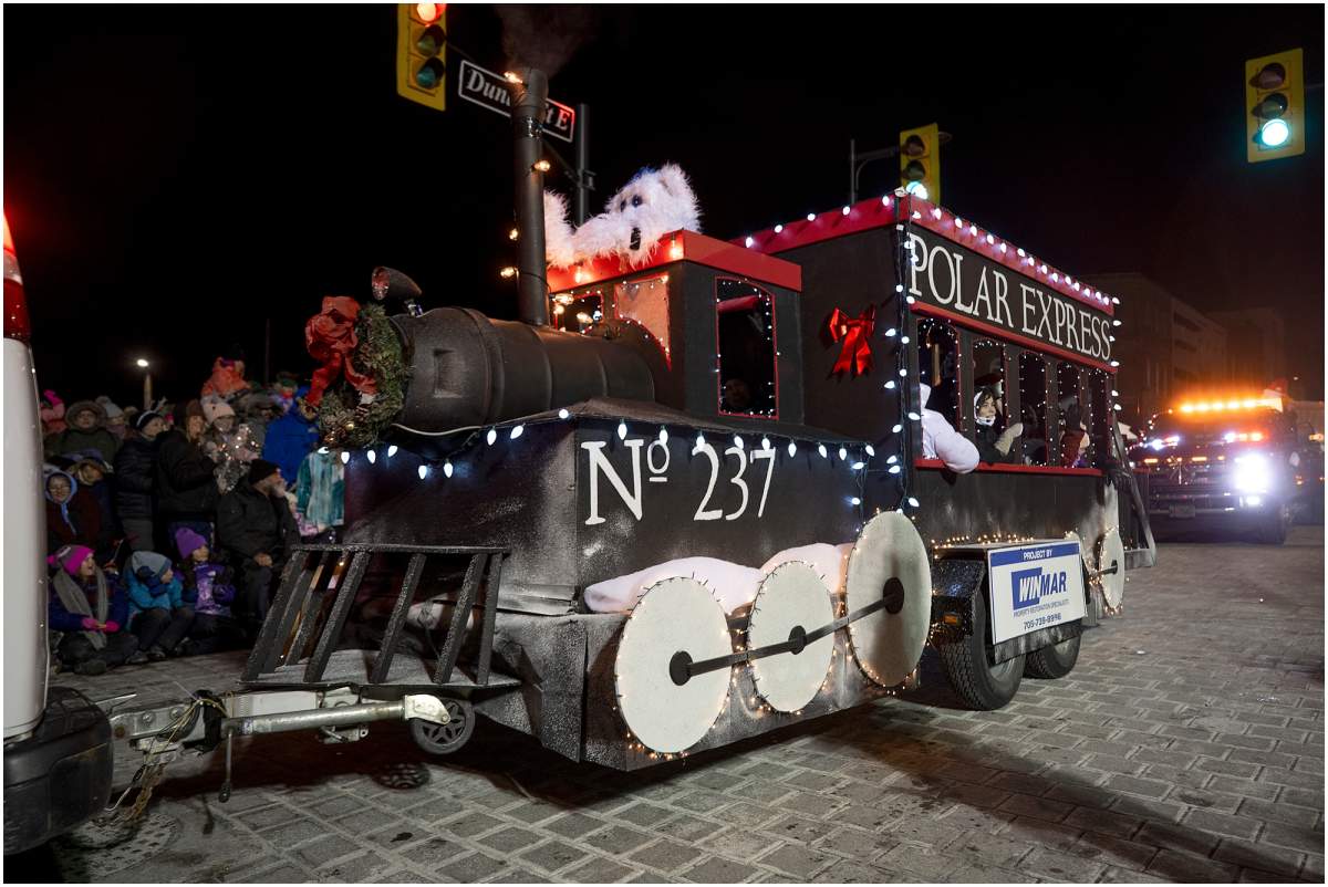 Winmar Polar Express float at the 2022 Barrie Santa Clause Parade. Saturday Nov. 19, 2022