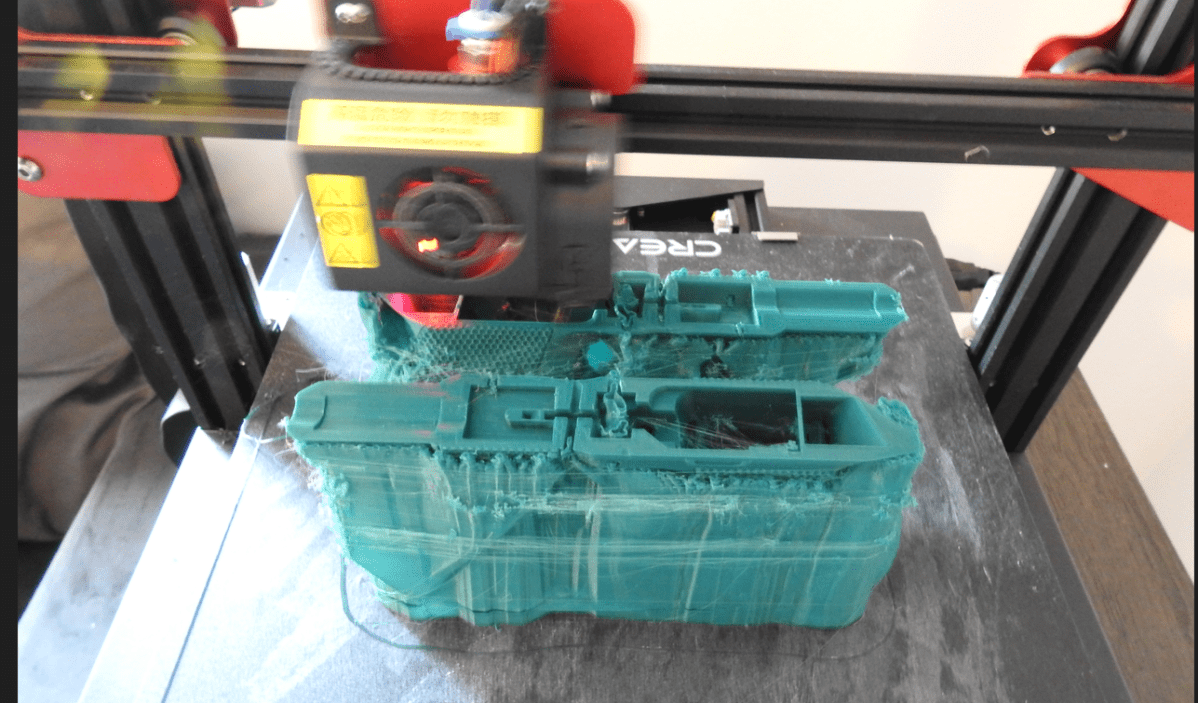 One of three 3D printers provincial police say they seized from a home in Woodstock Ont. this week. Police said one of the printers was in the process of printing “ghost gun” parts when they raided the home.