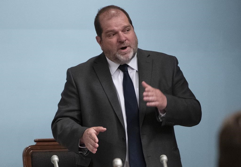 Former Parti Québécois member Harold Lebel questions the government during question period on May 26, 2020, at the legislature in Quebec City. 