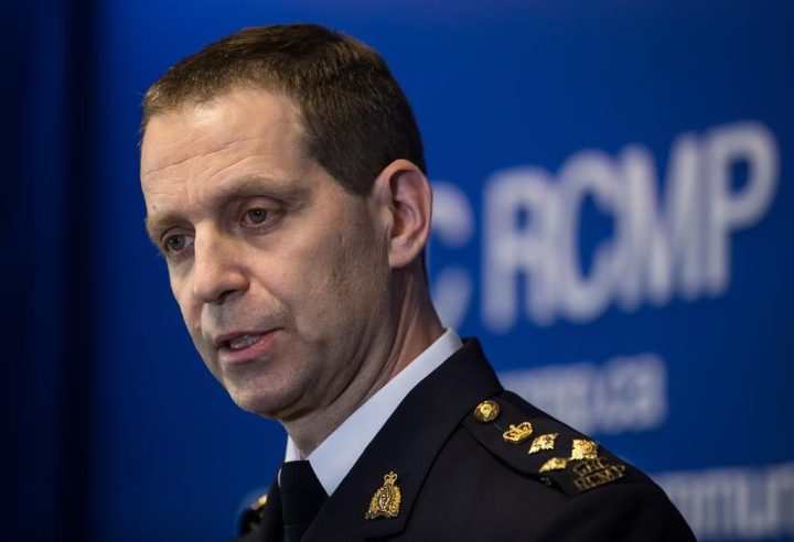 Then RCMP Assistant Commissioner Eric Stubbs, Criminal Operations Officer in charge of core policing for the B.C. RCMP, speaks during a news conference in Surrey, B.C., on Wednesday February 5, 2020. 