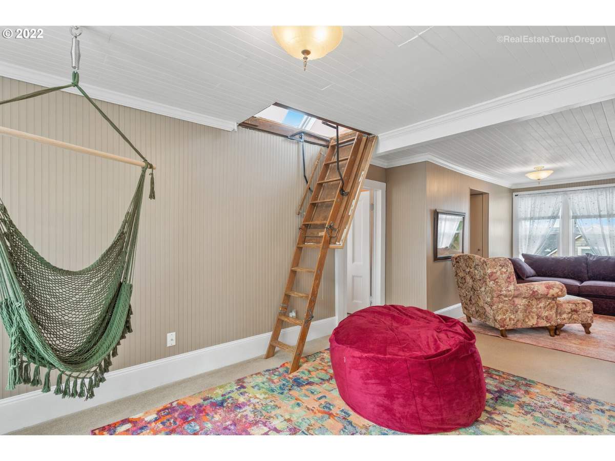 The ladder to the attic remains in the home.