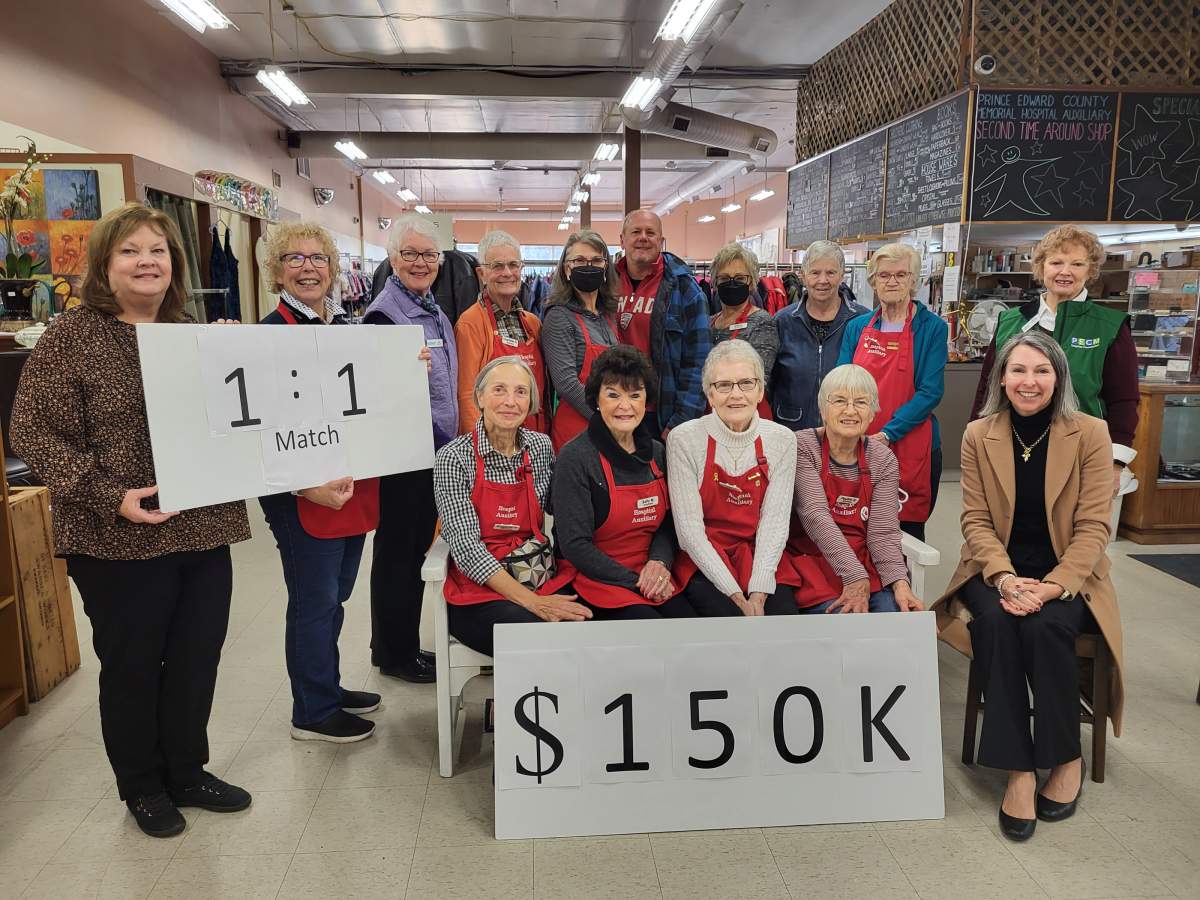 The Prince Edward County Memorial Hospital Foundation Auxiliary will match all donations up to a total of $150,000.