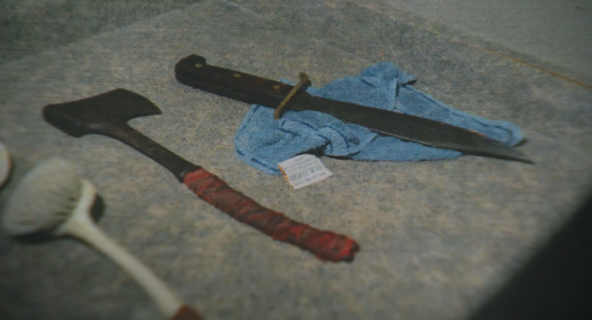 A Bowie knife and a hatchet were recovered from Martin Payne's bathroom after his death. He was found dead in his Metchosin, B.C. home on July 12, 2019.