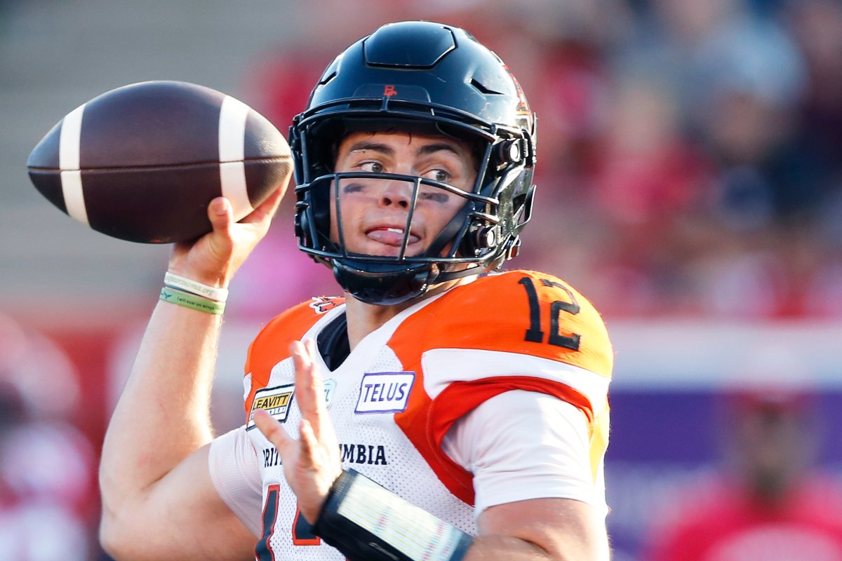 B.C. Lions quarterback Nathan Rourke, seen here in action against Calgary in August, is looking forward to this weekend’s Western Final against the Winnipeg Blue Bombers.