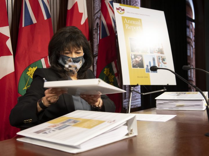 Bonnie Lysyk, Auditor General of Ontario prepares for her Annual Report news conference at the Ontario Legislature in Toronto on Monday December 7, 2020.  