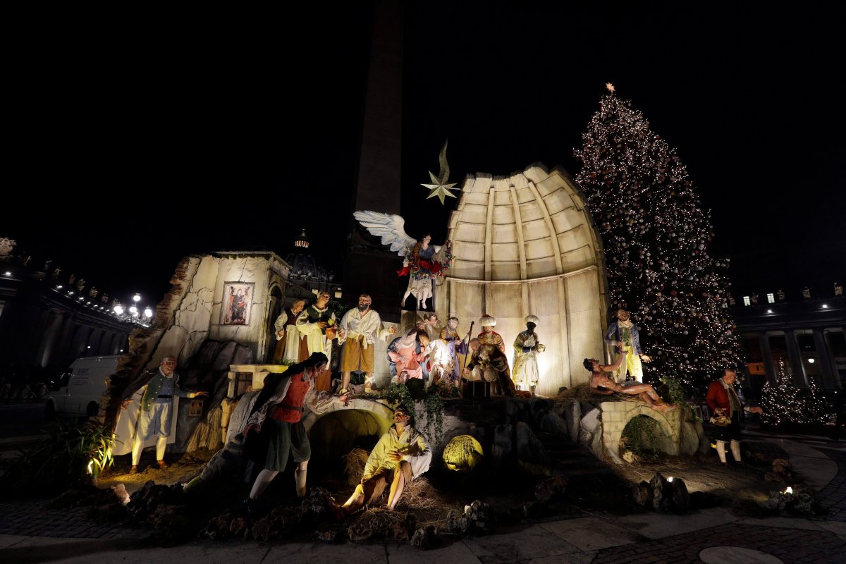 Picture of a Nativity Scene that was set in St. Peter's Square at the Vatican, Thursday, Dec. 7, 2017. (AP Photo/Andrew Medichini).