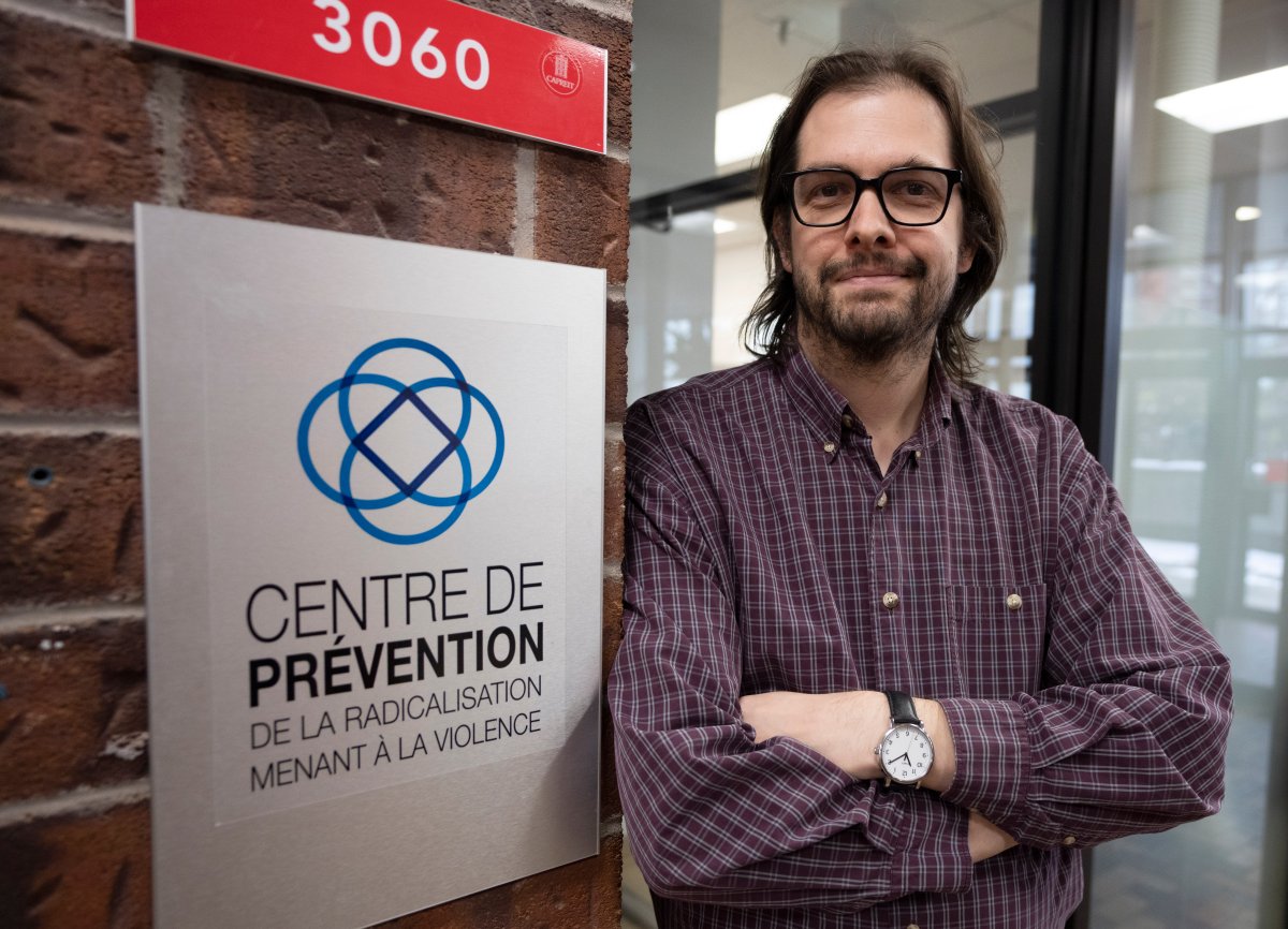 Louis Audet Gosselin, scientific and strategic director for the Centre for the Prevention of Radicalization Leading to Violence, is seen at the centre’s office, Monday, November 21, 2022 in Montreal.
