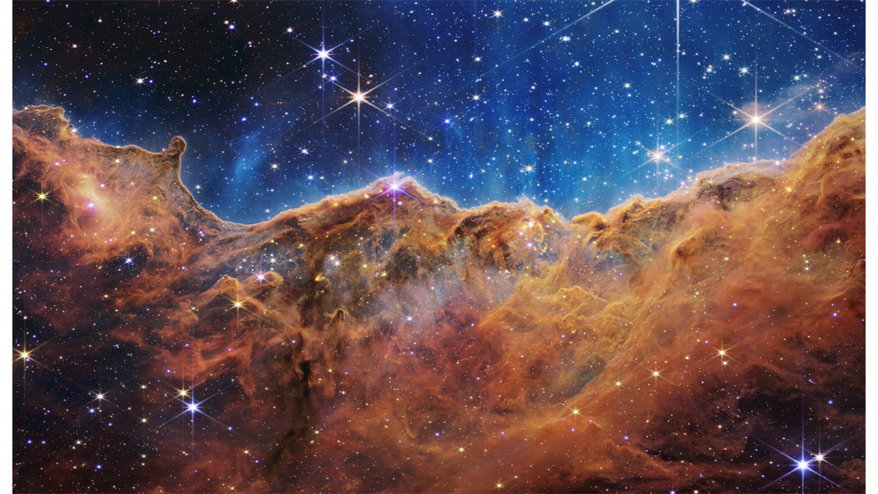 Image of the Carina Nebula taken by the James Webb Space Telescope.