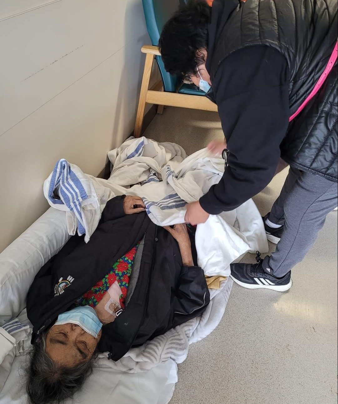 Family of an elder from the Red Earth Cree Nation who waited over four hours lying on the floor due to no available beds at Victoria hospital wants the system to do better.