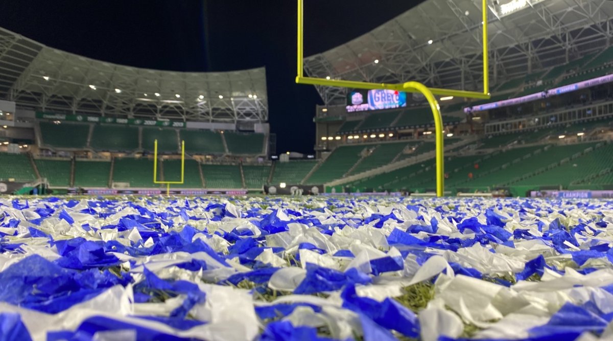 All that remains at Mosaic Stadium is the blue confetti after the Toronto Argonauts upset the Winnipeg Blue Bombers 24-23. 