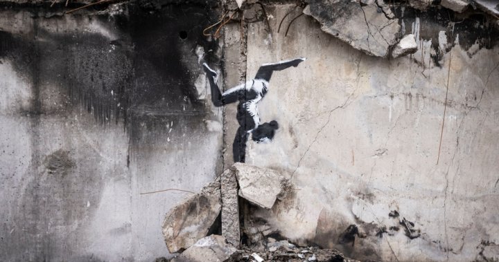 Banksy artwork appears on shelled, destroyed building in Ukraine