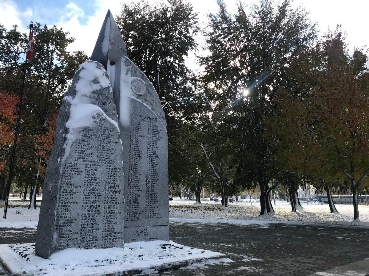 The cenotaph in City Park in Kelowna, B.C.