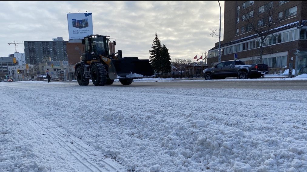 Snowy streets in Winnipeg Friday morning.