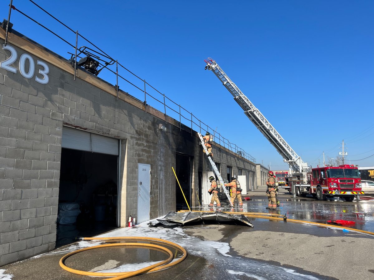 Late Wednesday morning, London, Ont., fire crews received multiple emergency calls for a structure fire at a commercial plaza at 203 Exeter Road on Nov. 2, 2022.