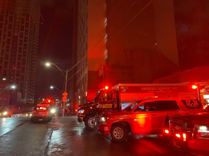 Emergency services on the scene of a fire reported in the area of Dupont Street and Lansdowne Avenue.