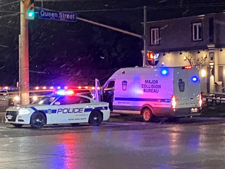 Peel police's major collision bureau on the scene of an incident in the area of Britannia Road East and Queen Street.