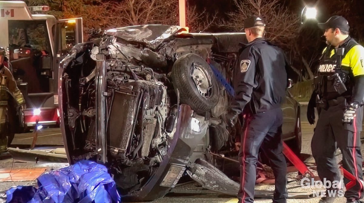 Two people were injured following a crash in downtown Peterborough on Nov. 12, 2022.