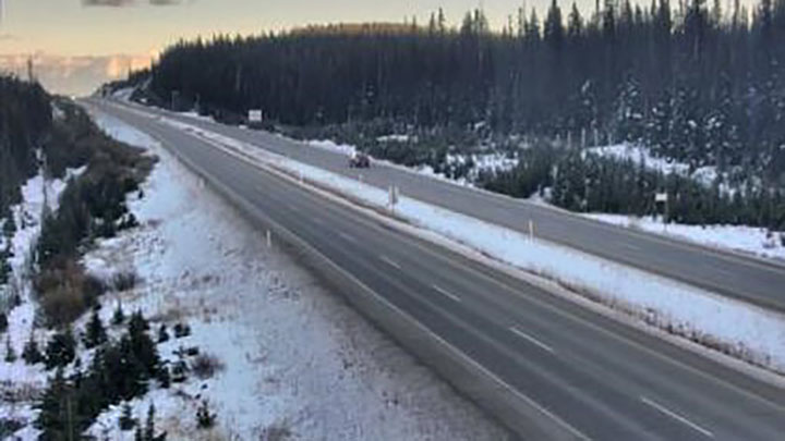 Weather conditions at the summit of the Okanagan Connector on Wednesday afternoon. Environment Canada says an incoming atmospheric river will bring heavy snow to high elevation mountain passes beginning Thursday afternoon.