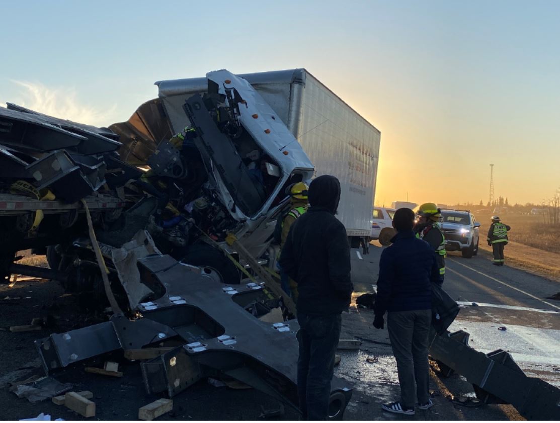 RCMP say the driver of the box truck, a 34-year-old man from Portage la Prairie was rushed to hospital by STARS air ambulance following a crash on the Trans-Canada Highway Friday.