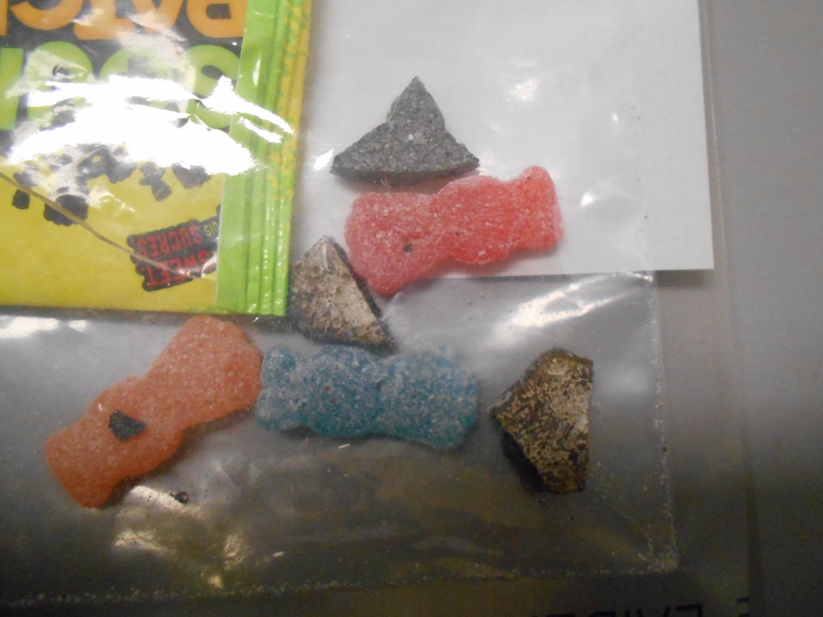 Photographs of candy whose early testing came up a presumptive positive test for the presence of fentanyl, according to Rocky Mountain House RCMP.