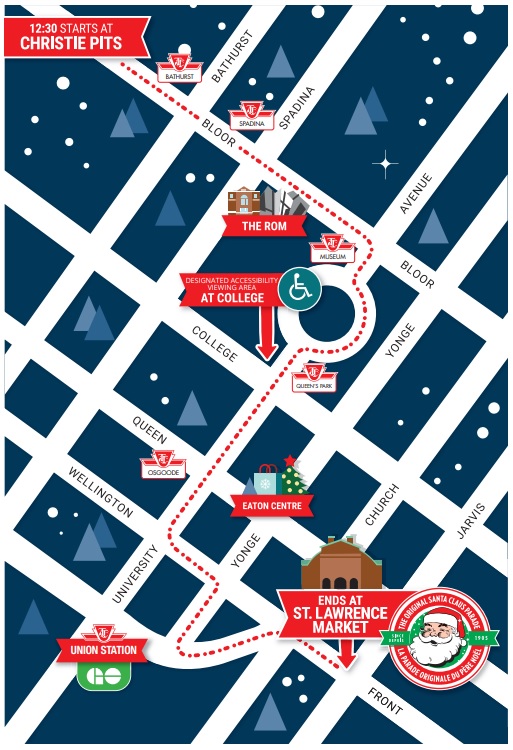 A map of the Santa Claus Parade route. (The Original Toronto Santa Claus Parade)