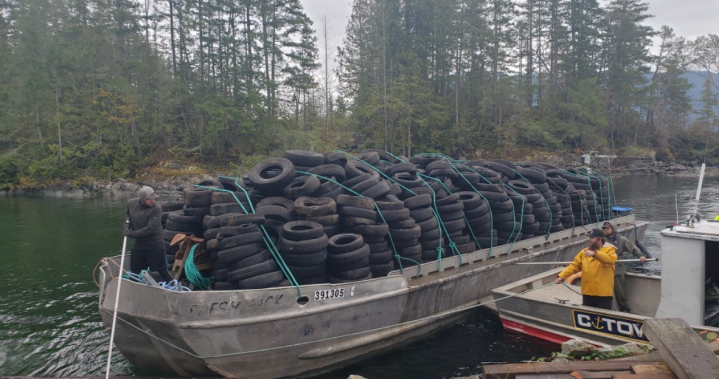 More than 2,400 ‘mystery’ scrap tires removed from remote island off B.C. coast