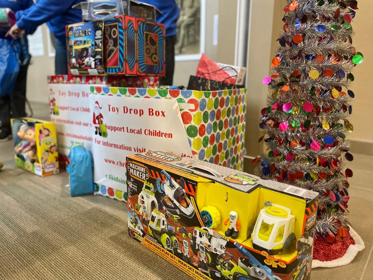 Town of Innisfil and Christmas for Kids (C4K) annual toy drive donation box.
