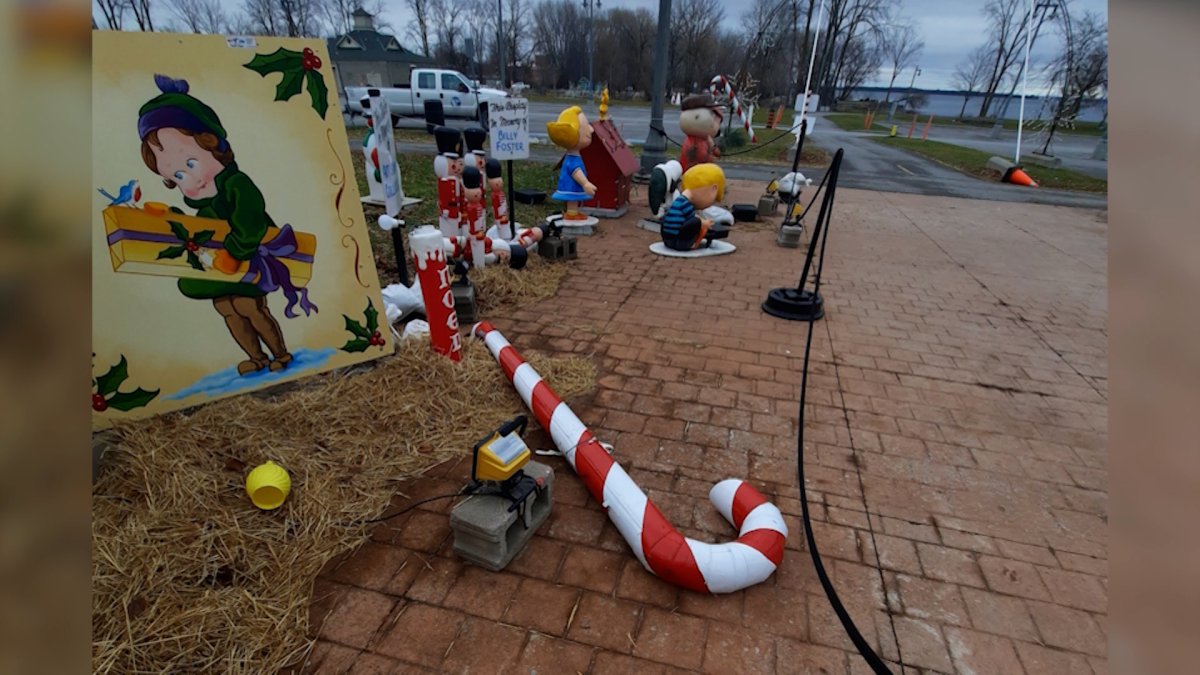 Police say a holiday display in Belleville was the target of vandalism.