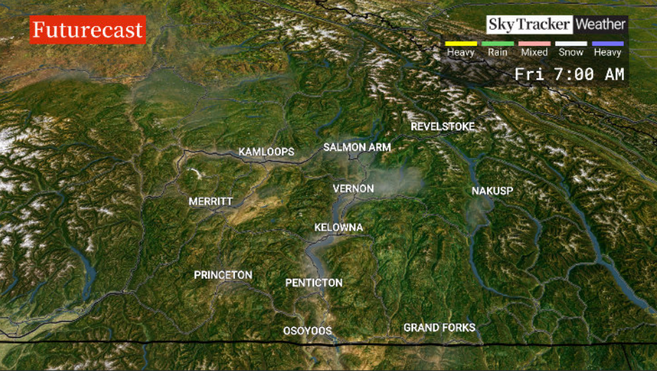 Valley cloud redevelops Friday morning across the Okanagan.