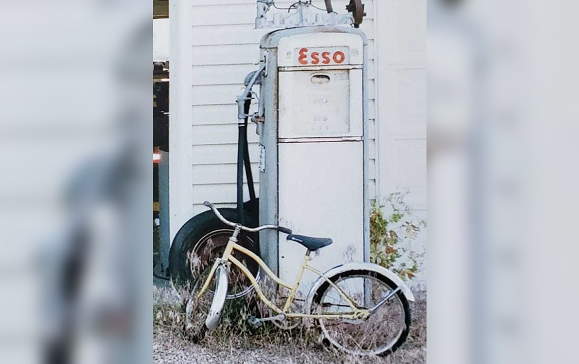A photo of the vintage gas pump prior to it being stolen from a property in Spallumcheen, B.C., on Nov. 18, 2022.