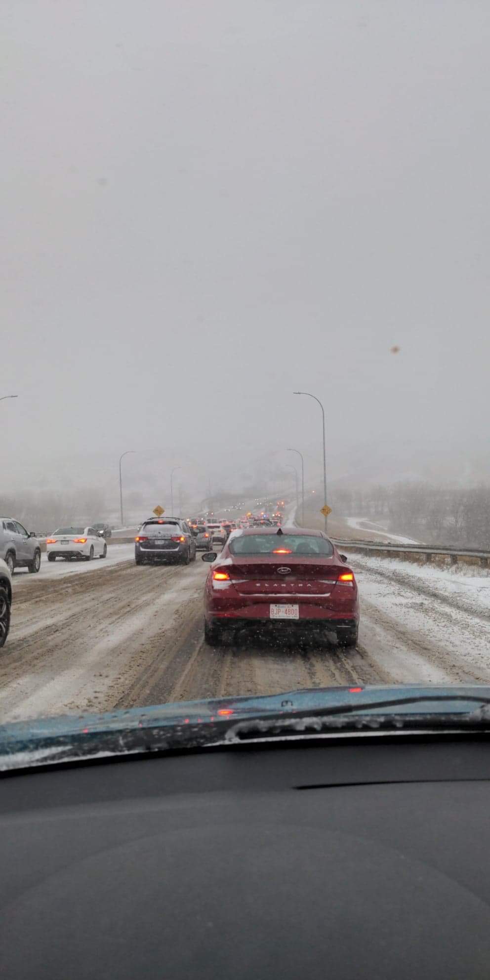 Traffic was down to a virtual standstill Wednesday morning, as drivers dealt with winter conditions on Nov. 2, 2022.