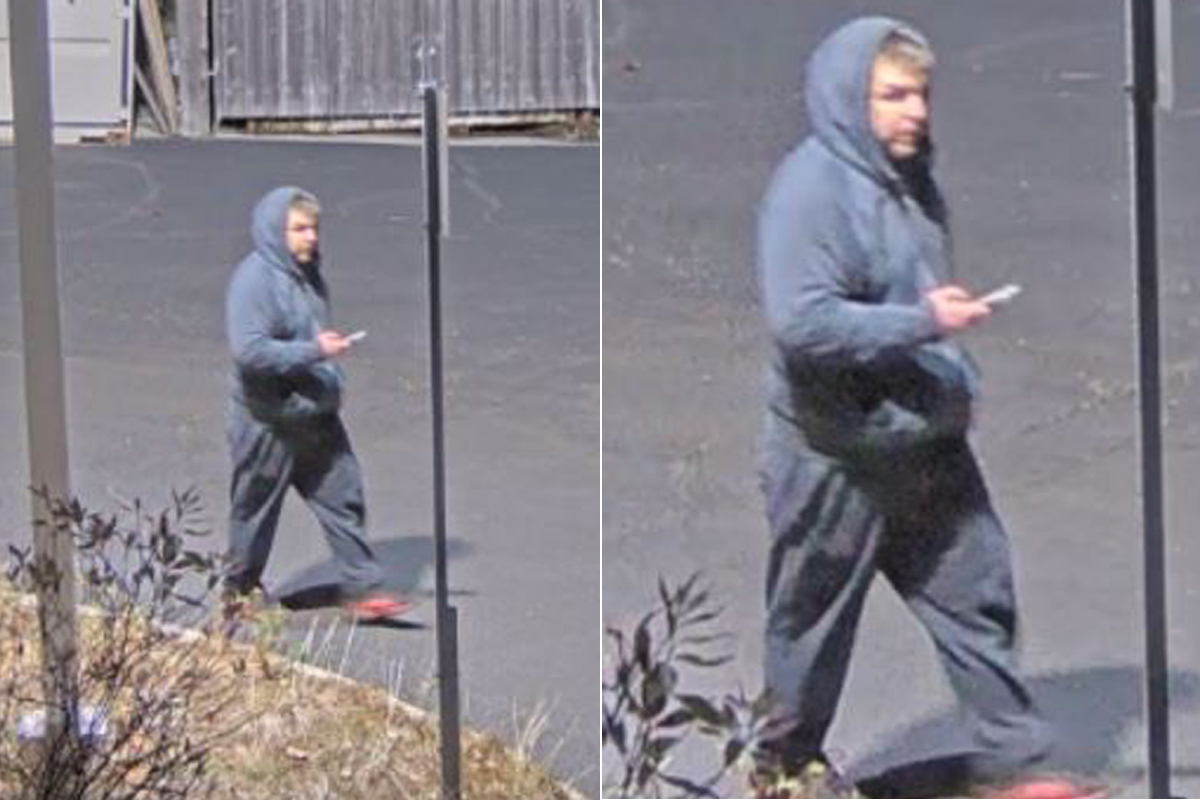 Waterloo Regional Police say they are looking to speak with the man in these pictures in connection with an overnight arson in Waterloo.