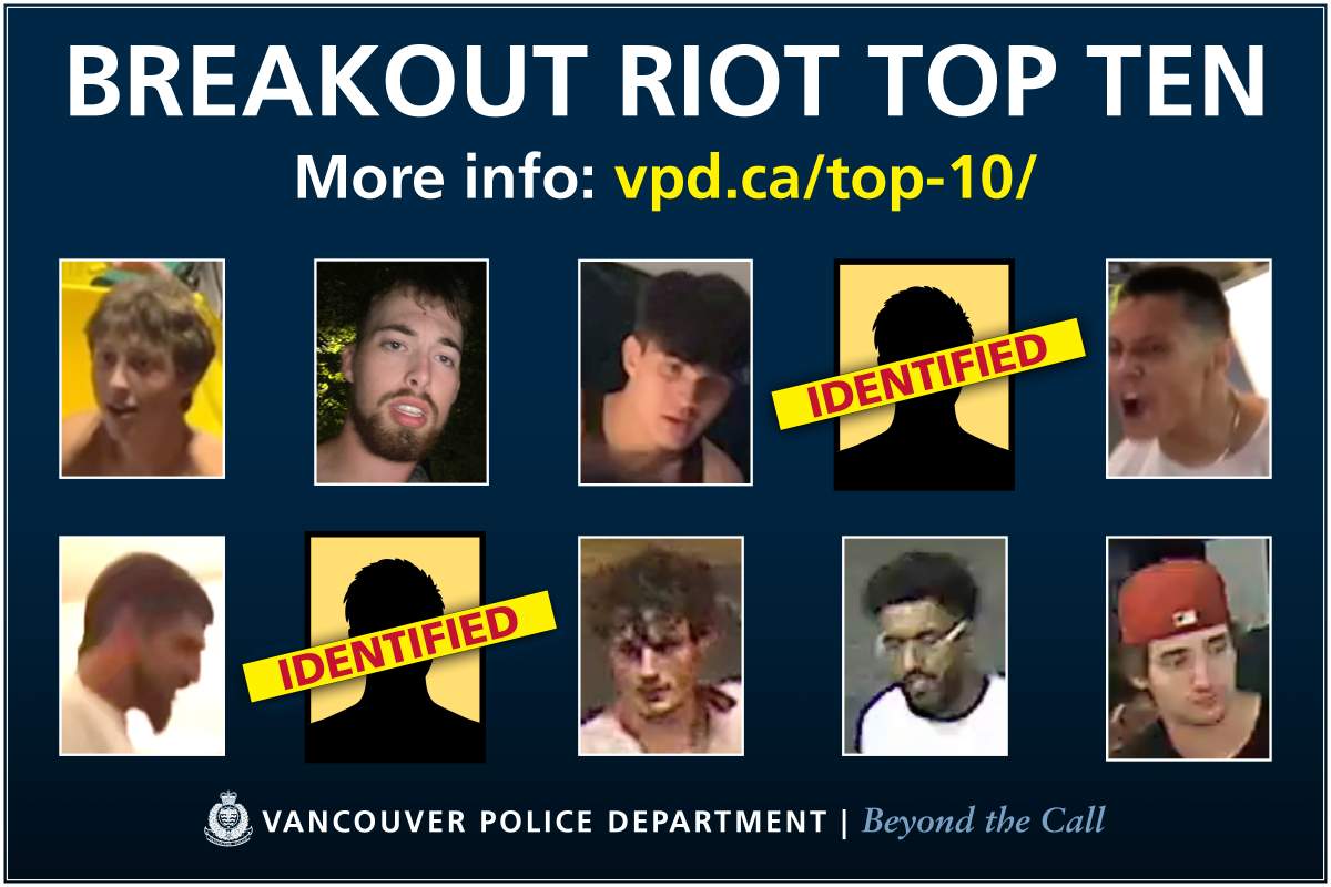 Vancouver police are looking for help to identify suspects from September’s Breakout Festival riot.