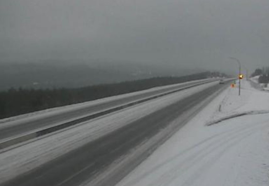 The Coquihalla, near Merritt, Nov. 22, 2022. More snow is expected later Tuesday.