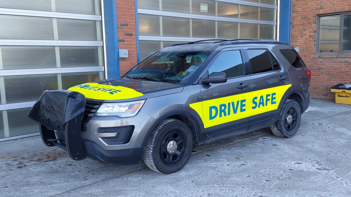 A Calgary Police Service photo radar vehicle sporting a new "drive safe" banner. All photo radar vehicles in Alberta must have similar signage effective Dec. 1, 2022.